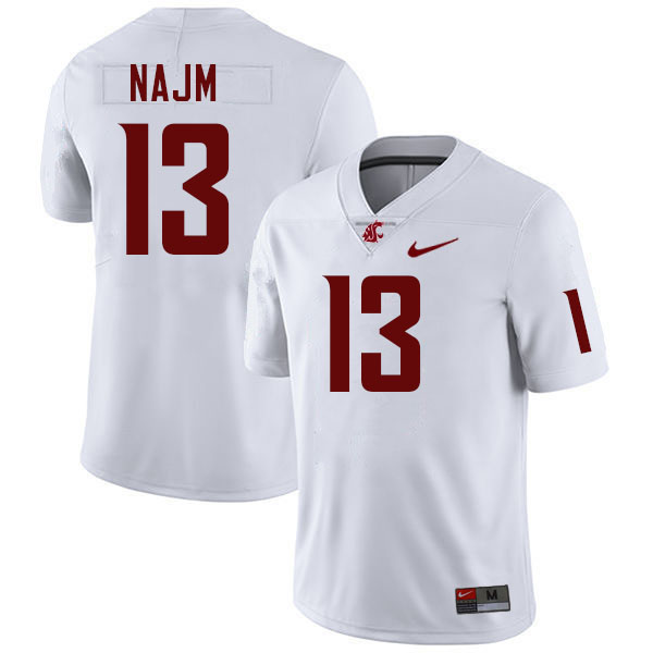 Men #13 Hunter Najm Washington State Cougars College Football Jerseys Stitched-White